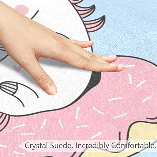 Slatki crtani uzorak jednoroga i ružičastih krofni, Neklizajući otirač 23,6 okrugli tepih tepisi tepisi za decu