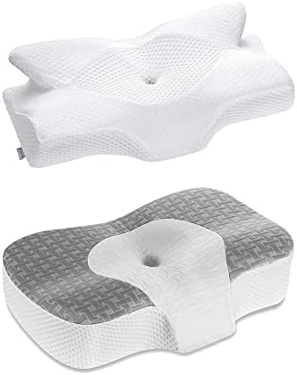 Elviros cervikalni memorijski pjenasto jastuk, 2 u 1 konturološki ortopedski jastuci za bolove za vrat, podesivi