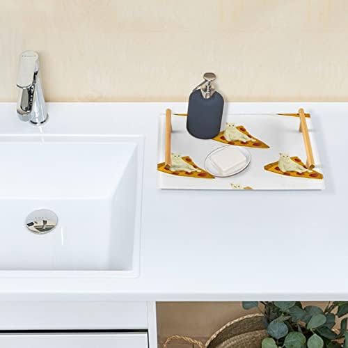Dallonan akrilni nosač za kupaonice, pravokutna bijela mačka pizza smiješne ukrasne ladice sa zlatnim ručicama