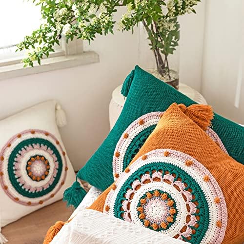 Changyexi dnevni boravak Sofa ukras pletenja jastuk za odbacivanje, boho 18x18 inčni kućni dekor, kvadratni