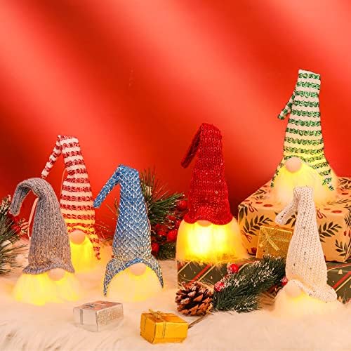6 komada Gnome lutke božićni ukrasi sa LED svjetlima Ručno rađeni švedski Tomte Gnome Decor skandinavcian santa