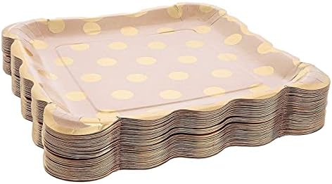 Juvale 48-pakovanje Kraft Gold Foil Dots 9-inčni papir za partiju za ručak, desert ili predjelo
