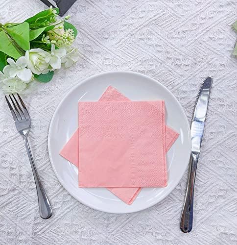 100 komada 3-slojne ružičaste salvete preklopljene 5 x 5 inča koktel salvete papirnate salvete za večeru za