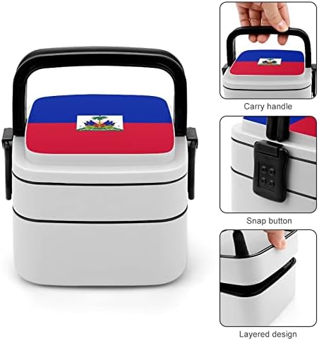 Zastava Haiti Bento Box Dvostruki sloj Sve u jednom posudu za ručak sa kašikom za piknik Radni putovanja