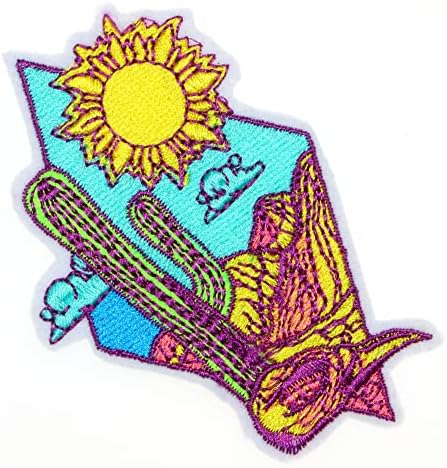 JPT - Travel Sun cvjetni kaktus Desert Sun Oblaci Planine Slatki crtani izvezeni Applique Željeznjak / šivanje značke Slatko logo Patch na vešu košulju
