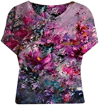 V Vrući izreza za žene plus veličine Ljeto kratki rukav 3D print casual pulover Loose Tip T Majica