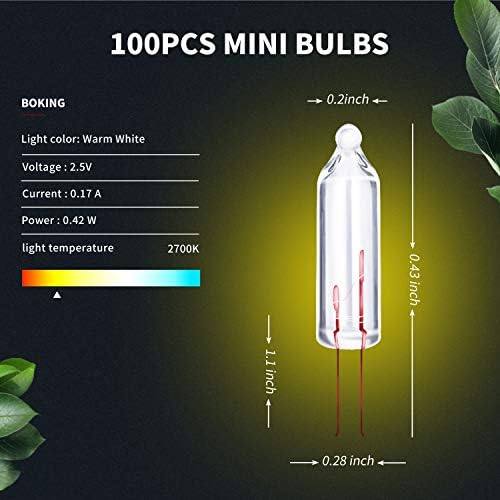 BOKING 2.5 V Božić Mini svjetla zamjena sijalice 100 kom toplo bijele žarulje sa žarnom niti za odmor na