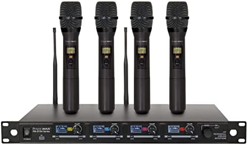 PendoMax profesionalni UHF 4 ručni mikrofonski Sistem, bežični mikrofonski sistem, 1000 kanal 500 MHz opseg UHF Bežični mikrofon, fiksna frekvencija, Mikrofoni Karaoke za pjevanje, Dj zabava, Crkva.