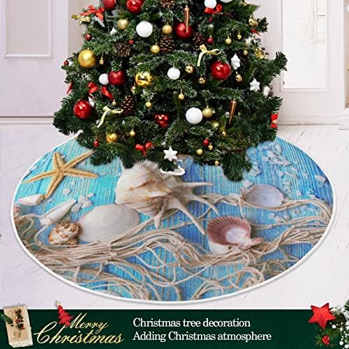 Oarencol Summer Shell Shell Plava drvena božićna suknja 36 inčni Xmas Holiday Party Tree Detaos