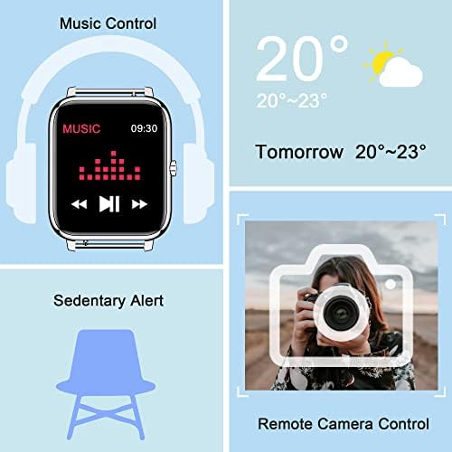 Kalinco Smart Watch, Fitness Tracker sa monitorom za otkucaje srca, krvni pritisak, praćenje krvi i mekim silikonskim pametnim zamena za zamjenu za P22