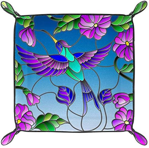 Aisso Valet Tray Hummingbird Flowers štampanje kožnih posuda za nakit kutija za organizatore za