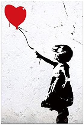 Banksy Canvas Wall Art djevojka sa balonom-Banksy djevojka sa crvenim balonom slike Poster slika Banksy umjetničko