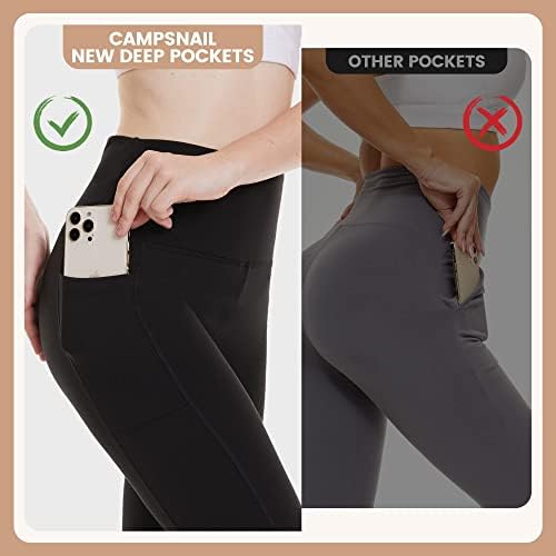 Campsnail 4 pakovanje sa džepovima za žene - Visoko struk mekani temminijski temmiji za mršavljenje
