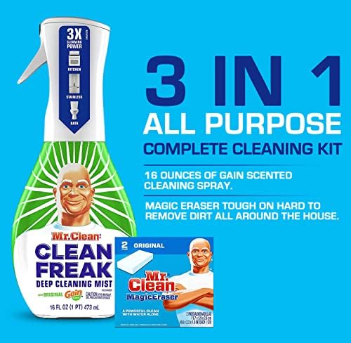 Mr Clean Freak Magic Eraser and Cleaner, 3 u 1 kompletni komplet za čišćenje za sve namjene sa Mr Clean