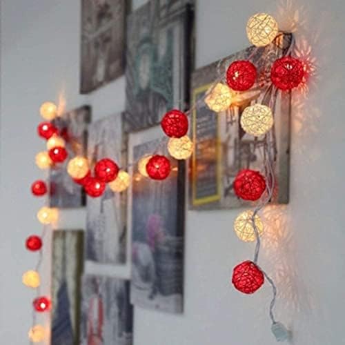 AEIOFU Led žičana svjetla Led Rattan kuglična svjetla baterija unutrašnja bajkovita svjetla 4m 20led Božićna dekoracija