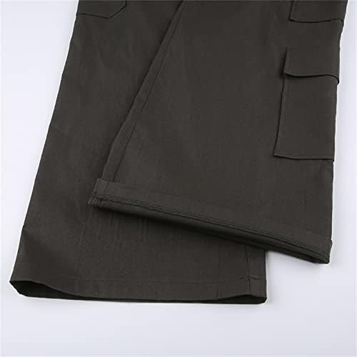 Crni teretni pantalone Cargo hlače Zip up pantalone pant s niskim usponom široke noge modne ravno