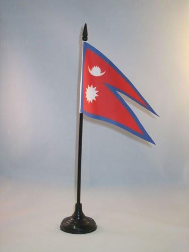 AZ zastava Nepal zastava Nepal 4 '' x 6 '' - Nepalska zastava stola 15 x 10 cm - crna plastična