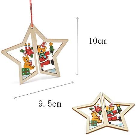 Abaodam 3pcs Božićni privjesci drveni Jingle Bell Star Christmas Drvo dizajn Viseći privjesak Božić ukras za