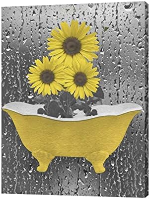 Suncokretovo kupatilo zidna Umjetnost žuta siva kupaonica uokvirena platnena zidna Umjetnost Suncokreti u zidnom dekoru kade moderna dekorativna kupka Kućni dekor matirana cvjetna slika za spavaću sobu dnevni boravak 12x16 inch