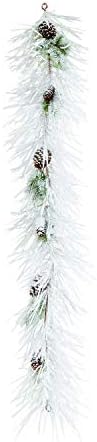 K & K interijeri 51751b 6 stopa snježni miješani bor s pinecones Garland, bijeli