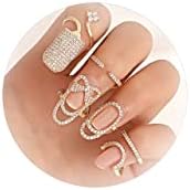4 kom prst Nail prsten za žene Rhinestones prst prst prst prst prst Nail nakit Zlatna metalna dekoracija