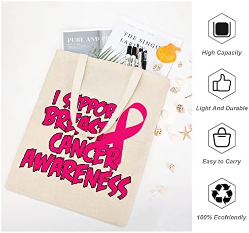 Cancer Awareness Canvas Tote Bag lagana višekratna Platnena torba za kupovinu namirnica personalizirani štampani poklon za žene i muškarce 15x16 inča