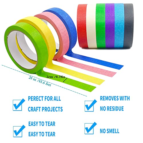 Hsiulmy obojena traka za maskiranje, 65,6 stopa x 0,78In / 10 rolanja Rainbow boje slikanje trake