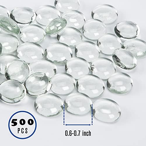 FUTUREPLUSX ravni stakleni klikeri, 5Lb 500kom prozirni ravni dragulji prozirni akvarijski kamenčići vaza