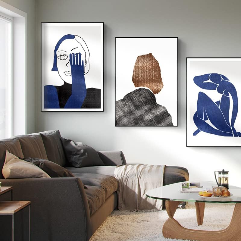 Skandinavska postmoderna dekorativna slika dnevni boravak uzorak sobe zidno slikarstvo jednostavni plavi apstraktni likovi viseće slike hotelska spavaća soba
