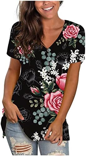 Najveća košulja za djevojke Jesen Ljeto kratki rukav meka udobna odjeća duboka v vrat pamuk grafički salon top