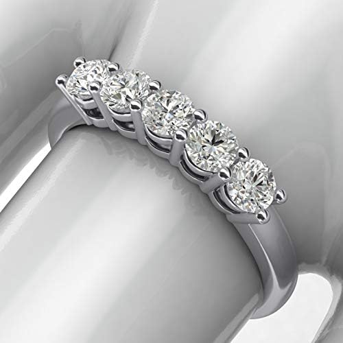 14k Bijelo zlato Eternal pet kamenja godišnjica prsten simulirani Brilliant Diamonds Eternity