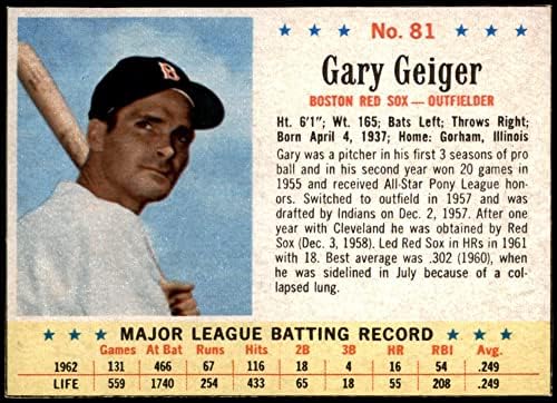 1963 Post Cereal 81 Gary Geiger Boston Red Sox Nm Red Sox