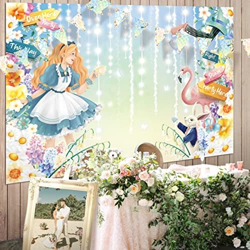 5x7 Ft Alice u čudesnoj pozadini za djevojke Rođendanski ukrasi za zabavu Cvjetni čaj Uskršnji