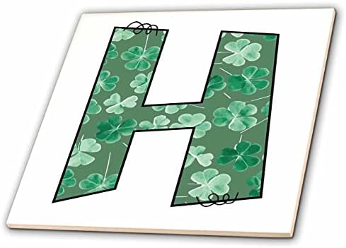 3drose slatka zelena djetelina sa četiri lista Curly Cue Monogram početne h-Tiles