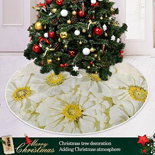 Oarencol Daisy Cvijeće Chamomile Christmas Drvo suknje 36-inčni Chrysanthemum Wood Xmas Holiday party Tree Mat