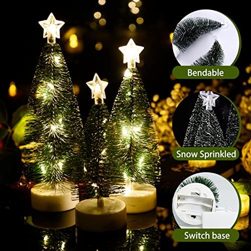 Božićna stabla, mini umjetni božićni borov tresak, male Xmas stablo sa ukrasima, mini stablo za rad sa