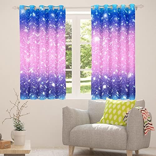 Erosebridal Kids Rainbow Glitter Curtains Pink i ljubičaste gradijentne zavjese Galaxy Sequins Ispisuje