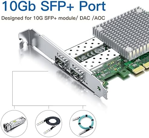 10GB SFP + PCI-e mrežna kartica Nic, sa 2 pakovanjem 10Gbase-t SFP + modul, dual sfp + nic sa širokokutnim
