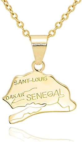Fusamk Moda Lima 18k zlato Senegal karta privjesak,20 lanac