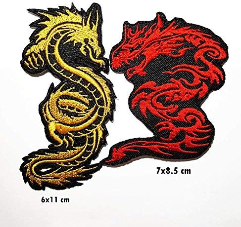 2 komada Kineski japanski zmaj Lucky Animal Band Logo Patch Sew Gvožđe na izvezeni potpis za značke