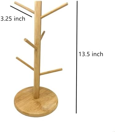 Tsyware bambusovo drvo stalak za šolje, organski držač za šolje od bambusa, kuka za šolje, uklonjivi