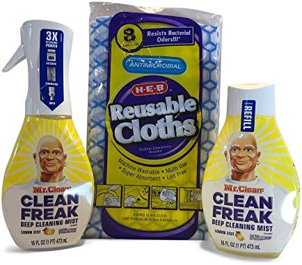 Mr. Clean Clean Freak Višenamjenski Dubinski čišćenje Limunov svežanj: 1 starter + 1 ponovno punjenje + 8 krpa za višestruku za višekratnu upotrebu