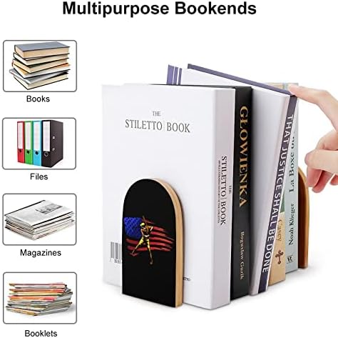 SAD bejzbol igrač Wood Bookends teške držače knjiga za police dekorativne knjige Završava