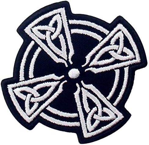 Celtic Cross Circle Patch izvezeni aplicirani željezo na šivanju grbeva, bijelog i crnog