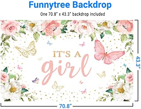 Funnytree to je djevojka Baby tuš pozadina za zabavu Pink cvjetni leptir fotografija pozadina princeza djevojka