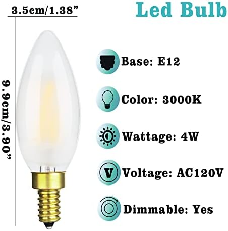 FLMAMT B11 E12 matirana LED Edison sijalica sa mogućnošću zatamnjivanja, 4W 3000k meka Bijela dekorativna
