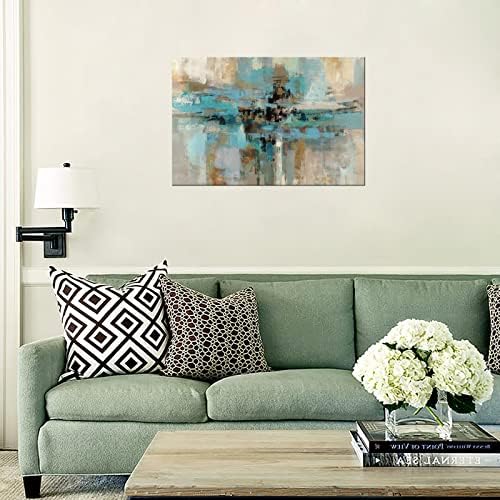 DZL Art A74769 platneni otisci apstraktni zidni umjetnički Print slike plavo i smeđe rastegnuto