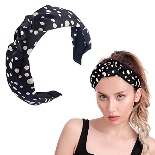 Crna Polka Dot trake za glavu za žene djevojke Top Knot Headbands Plastic Wide Tie Headband Hair Hoops