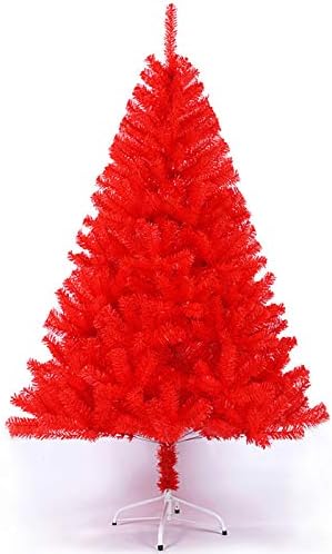 Dulplay 16,4ft Crvena PVC umjetna božićna drvca, sa metalnim postoljem Unlity Sklopivi osjećaj-Real Rose