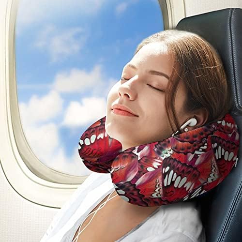 Crveni leptir uzorak jastuk za memoriju pjene putni jastuk za vrat u oblikovani za podršku za povrat glave